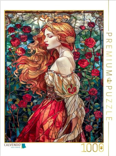 CALVENDO Puzzle Eine Zauberhafte Szene zeigt eine Prinzessin, die inmitten eines üppigen Rosengartens Steht | 1000 Teile Lege-Größe 64 x 48 cm Foto-Puzzle für glückliche Stunden