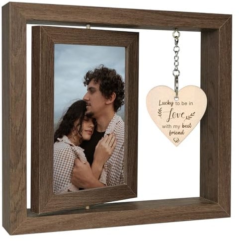 Lucky to Be in Love with My Best Friend Wood Photo Frame, Boyfriend Girlfriend Anniversary Birthday Romantic Couples Gifts For Him or Her, Display Two 15x10 CM