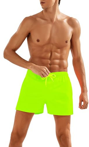 Pantaloncini da Bagno Uomo Costume da Spiaggia Boxer Mare Transpirante Asciugatura Veloce cod.18300 (IT, Testo, 3XL, Regular, Regular, Verde Fluo)