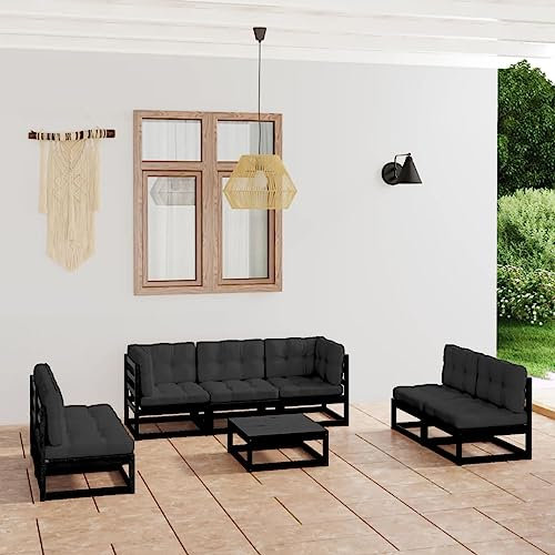 LIANGDONFC Balkon setbalkonmöbel、Lounge Sessel outdoor8-tlg. Garten-Lounge-Set mit Kissen Kiefer MassivholzIdeal für Terrassen, Gärten