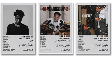 YoungBoy-Poster, Musikalbum, Cover, Poster, NBA-Youngboy-Poster, aufrichtig, Kentrell, Albumcover, Poster, Musikalbum, Poster, Wandkunst, Leinwandposter, Raumdekoration, Ästhetik, 3 Stück