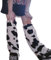 TAZIZI Damen Mädchen Winter Plüsch Beinstulpen Lolita Schwarz Weiß Kuh Leopard Print Lange Socken Gothic Fußabdeckungen Ärmel, schwarz/weiß, 13.77in