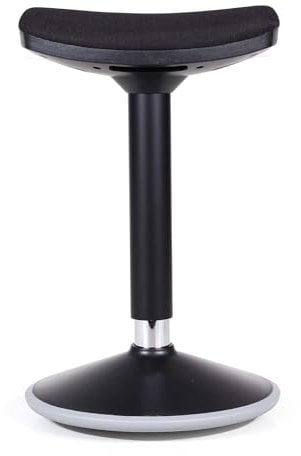Wiltec Sitz- & Stehhocker schwarz, Drehhocker höhenverstellbar bis 82 cm, Polsterhocker bis 135 kg, moderner Hocker drehbar für Büro und Homeoffice