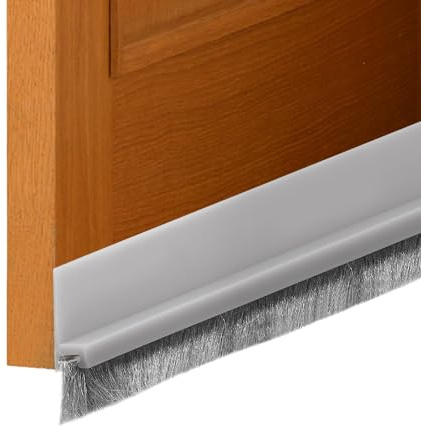 sourcing map 2 Pcs Door Sweep for Bottom of Door, 1.2 x 40 Door Draft Stopper with Brush Weather Stripping with Self Adhesive for Exterior & Interior Doors Blocker Dust Cold Heat Noise, Grey