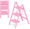 GameGem 3 Step Ladder, 3 Step Stool for Adults, Folding Step Ladder with Secure Footing, Widened Pedal, Aesthetically Pleasing Looking, Blends Right into Domestic Rooms, Pink