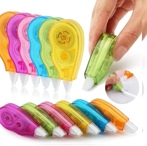 LuLiyLdJ 12 Pezzi Bianchetto a Nastro,Mini Pocket Correttore a Nastro Scolorina,Nastro correttivo per cancellare,per Bambini Studenti Ufficio Scuola Casa