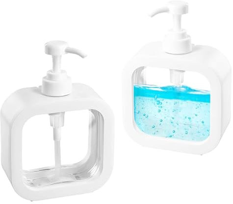 Seifenspender, 2 Stück Duschgelspender, 500 ml Spülmittelspender, Durchsichtig Soap Dispenser, Duschgel Dispenser mit Pumpe, Befüllbar mit Duschgel, Shampoo, Handseife, Geeignet, Für Bad, Küche