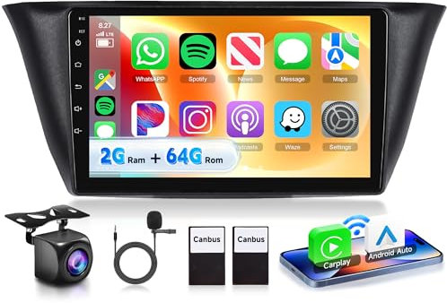 2G+64G Inalámbrico Carplay Android 13 Radio Coche para Iveco Daily/KLen RV 2013-2021 9 Pulgadas Radio Coche 2 DIN con Android Auto GPS Navi WiFi Mirror Link Bluetooth FM/RDS/EQ/USB/SWC Cámara Trasera