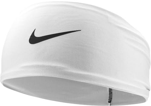 Nike BN3054-127 Dri-Fit Fury Breites Stirnband, Weiß/Schwarz