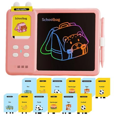 Kids LCD Writing Tablet, Rechargeable Drawing Tablet for Children, 9.45x6.54x0.55 Inches Doodle Board with 112 Cards, Ideal for 3-8 Years Old Kids for Home and School Use