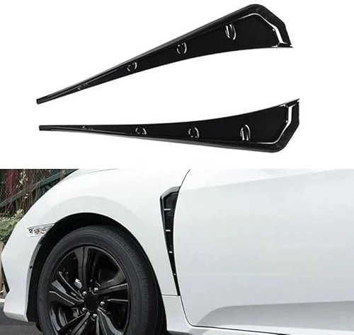 YPSQQHD Kompatibel für Dacia Logan, Auto-Kotflügel, Seitenflügel, Lüftungsschlitz-Abdeckung, Auto-Blattverkleidung, Karosserie-Außenzubehör (2 Stück),Glossy Black