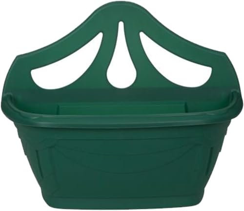 DUAYRA Venetian Wall Planter 42cm | Indoor Outdoor Flowers Hanging Pot | Strong Lightweight Plastic Garden Baskets | Decorative Planters With Drainage Holes | For Fence, Window, Balcony (Green)