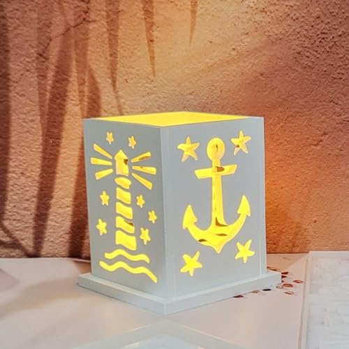 Silikonformen Gießformen Maritime, 5 Stück 3D Silikonform Sommer Leuchtturm mit Sockel Gießformen Silikon Sommer Gießform Maritim Segelboot Muster Gipsform zum Gießen für 3D Handwerk