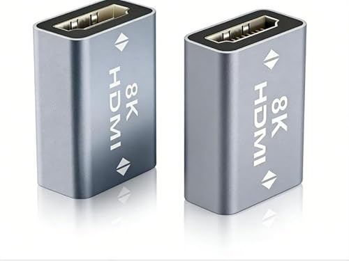 CeoxThao 2 Pcs 8K HDMI Coupler Female to Female Adapter, Connector, Gold Plated HDMI Connector Extender, Supports 8K/4K UHD, 3D, HDR, ARC for TV, Laptop, PC, Monitor, and Gaming Consoles