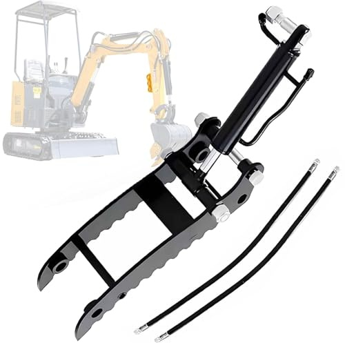 Pince Hydraulique Pour Mini-Pelle, Pince Hydraulique Avec 2 Flexibles Hydrauliques Compatible Avec Les Mini-Pelles Monotrous De 0,8 à 2 Tonnes, Pince Pour Pouce De Mini-Pelle Singleholethumbclip