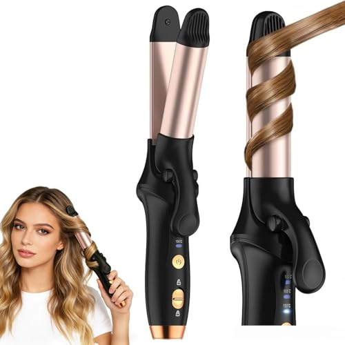 Cordless Hair Styler,2in1 Cordless Hair Curler and Straightener,3-Temperature Adjustable Portable Travel Curling Tongs,Curling Iron with Ceramic Glaze Coating,USB Rechargeable,for All Hair Types