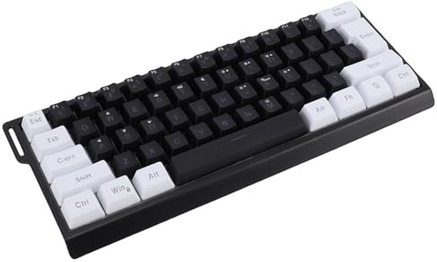 Cuifati Clavier Filaire, Clavier D'ordinateur Portable 60% 61 Touches, Sensation Mécanique Rétroéclairée RVB pour Le Travail de Jeu, Touches Ergonomiques (Noir Blanc)