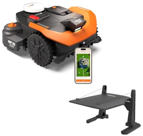 WORX Vision Cloud 2WD WR330E Robot Tondeuse 3000 m² sans Fil périphérique + Garage (évitement d'obstacles par IA, Navigation VSLAM + RTK, cartographie Auto, contrôle Via app, Cut-to-Zero)