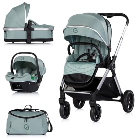 Chipolino Kombikinderwagen Euphoria 3in1 Sportsitz Babyschale umbaubar klappbar grün