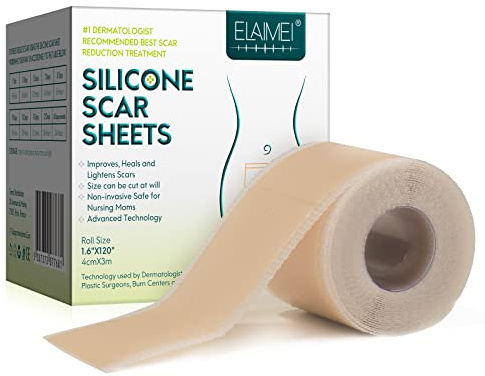 Patchs en silicone pour cicatrices (rouleau de 4,1 cm x 304,8 cm), rouleau de ruban adhésif en silicone, réutilisable, patchs professionnels pour cicatrices pour césarienne