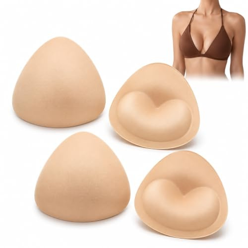 2 Paires Coussinets Soutien Gorge Adhésifs Invisibles Effet Push Up Beige | Forme galbée pour robes dos nu, hauts ajustés et tenues de soirée, avec finition discrète sous les vêtements
