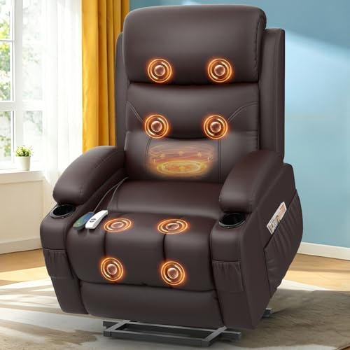 Srfzluxy Relaxsessel Fernsehsessel, Massagesessel mit Heizung Elektrischer TV Sessel Liegesessel mit Liegefunktion für Wohnzimmer USB- und Typ-C-Anschlüsse 2 Getränkehalter und 4 Seitentaschen