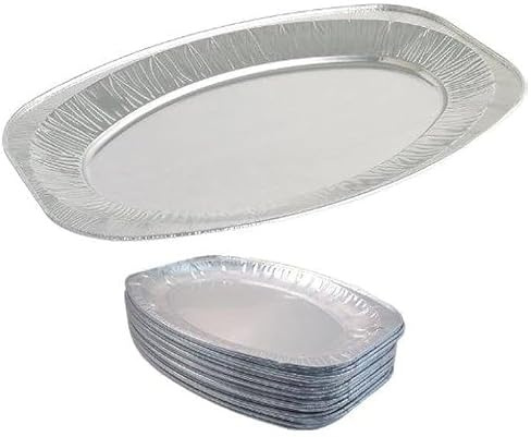 17 Inch Silver Serving Platters – Pack of 10 | Disposable Catering & Party Food Trays | Ideal for Sandwiches, Cakes, Buffets, BBQs, Weddings & Events