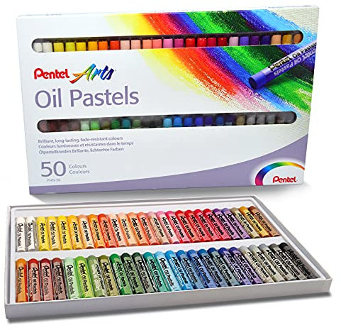 Pentel Arts PHN-50U - Pack de 50 pasteles de aceite, multicolor