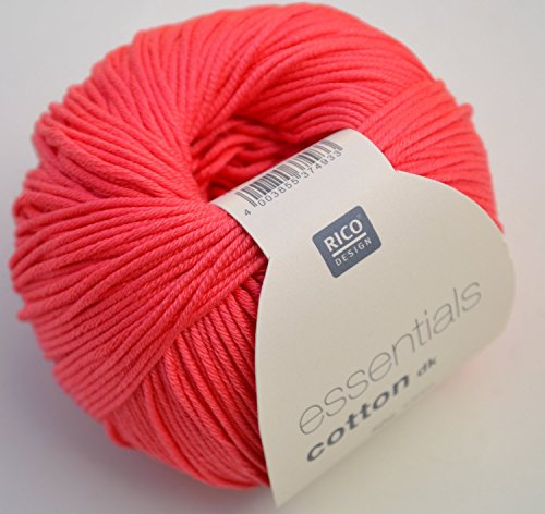 Rico Design Essentials doppelt gestrickt Garn, 100% Baumwolle, Azalea