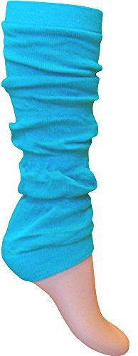 Ladies & Girls Bright Fluorescent Neon Stretch Fit Comfort Ankle Leg Warmers (Sky Blue)
