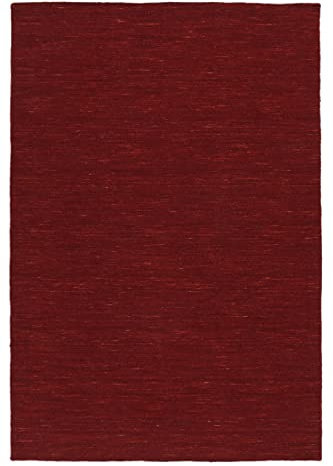 RugVista Kelim Teppich, Mittelflor, 200 x 300 cm, Modern, Wolle, für Flur, Schlafzimmer, Küche, Wohnzimmer, Dunkelrot