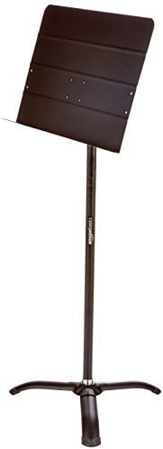 Amazon Basics Folding Orchestra Sheet Music Stand, Adjustable Height from 108 to 162 cm (42.5 to 63.7 inches), Titlable, Standing and Sitting Uses, Stable, Tripod Base - Black