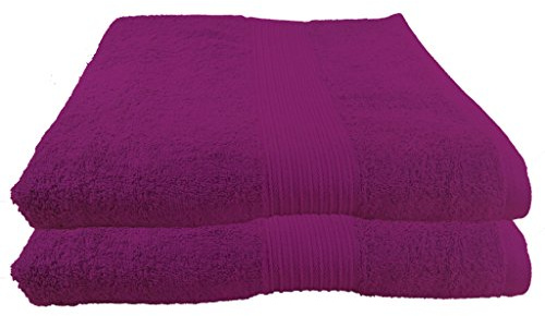 Julie Julsen 2er Pack Saunatücher vielen Farben Reine Baumwolle Qualität 500 GSM Strandtuch Fuchsia 80 x 200 cm