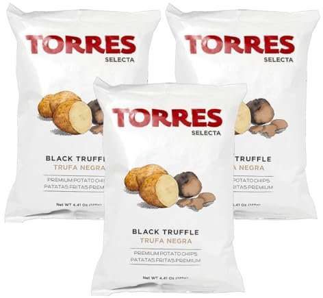 3x Torres Selecta Trufa Negra Premium Kartoffelchips 'mit Schwarzem Trüffel', 125g