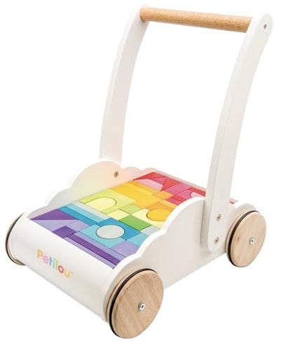 Le Toy Van – Pädagogischer Petilou Lauflernwagen „Regenbogen & Wolken“ aus Holz für Kleinkinder und Babys | Für Mädchen & Jungen | Geeignet für Kinder ab einem Jahr