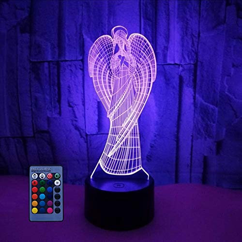 HPBN8 Ltd 3D Engel Optical Illusions LED Lampen 7/16 Farbwechsel Fernbedienung Berühren Tabelle Schreibtisch-Nacht Licht Mit USB-Kabel für Kinder Schlafzimmer Geburtstagsgeschenke Geschenk