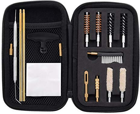 BOOSTEADY Gun Cleaning Kit Handfeuerwaffen Reinigungsset .357 Kaliber 9 mm Pistolen Reinigungsset Bore Brush und Jag in einem kompakten Organizer Etui mit Reißverschluss