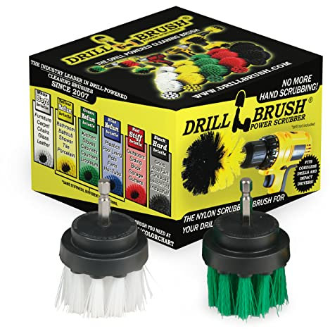 Drill Brush - Grout Cleaner - 2-inch Diameter Round Spin Brush Set - Kitchen Accessories - Scrub Stove, Oven, Sink, Tile - Carpet Cleaner - Leather, Upholstery, Fabric - Wheel Brush - Glass Cleaner