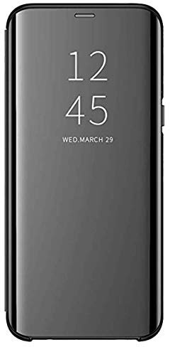 Etui Samsung S10 Miroir Clear View Flip PC 360° Complète Protection Coques avec Fonction Stand Anti-Choc Anti-Rayures Housse pour Smartphone Galaxy S10 2019 6.1 Pouces (Noir, Galaxy S10e)