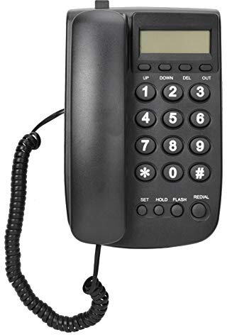 Telefono con filo , telefono fisso con segreteria telefonica, telefono da parete da tavolo per casa/hotel/ufficio con identificazione automatica del doppio FSK/DTMF (nero)