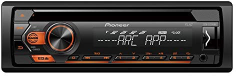Pioneer DEH-S120UBG 1-DIN CD Tuner with RDS tuner, green illumination, USB and Aux-In.