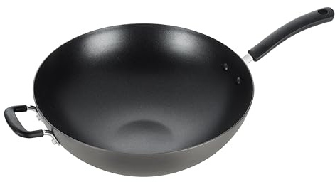 T-fal Ultimate Wok antiadherente anodizado duro de 14 pulgadas, utensilios de cocina, ollas y sartenes, apto para lavavajillas, color negro
