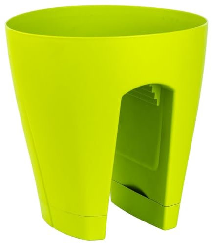 ENGELLAND 1 x Blumentopf für Balkon-Geländer, Farbe: Grün, Blumenkasten, Balkonkiste, 9 Liter, Kunststoff, Außenbereich, B Ø 29 x H 30 cm