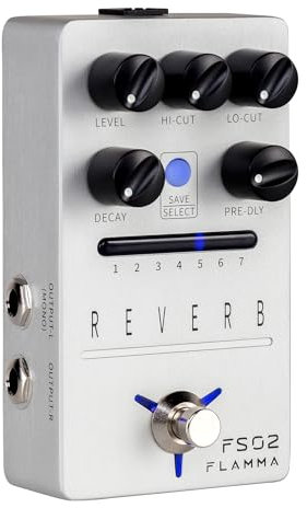 FLAMMA FS02 Reverb Pedal Effetti per chitarra stereo con 7 slot preimpostati memorizzabili 7 effetti riverbero sala sala sala chiesa grotta piastra mod true bypass trail on