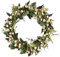FLAMEER Spring Wreaths, 16 Artificial Door Wreath with Eucalyptus Leaves & Little Flowers for Front Door Farmhouse Wreath Greenery Wall Indoor Outdoor Décor - Light Color