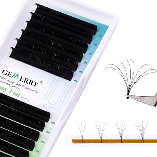 Easy Fan Lash Extensions 0.05mm 15mm D curl Russian Volume Noir Lash Tray Automatic Flowering Blooming Self Fanning Lashes 3D 4D 5D 6D 8D Long Individual Volume Lashes Gemerry Lash(0.05-d curl-15mm)