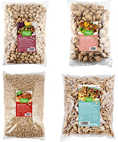 Vantastic foods Soja Schnetzel + Granulat + Medaillons + Würfel | Spar-Set Vorteilspack | Fleischersatz | VEGAN