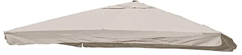 Mendler Ersatz-Bezug für Luxus-Ampelschirm HWC-A96 mit Flap, Schirmbezug, 3,5x3,5m (Ø4,95m) Polyester 4kg - Creme-grau