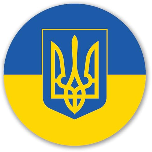 HADEXIA Adesivo rotondo con bandiera, emblema ucraina, 15 cm