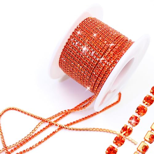 PEARLY JUN 10 metri/rotolo 16 colori cristallo strass Trim Coppa catena SS6 2mm colori placcato tazza cucire su abbigliamento decorazione ML144 (giacinto)